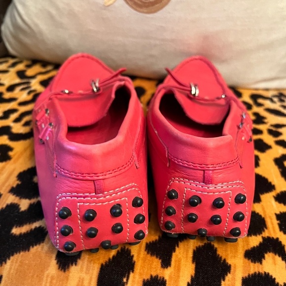 TOD’S Leather Driving Moccasins Loafers Reddish Pink - Picture 2 of 6